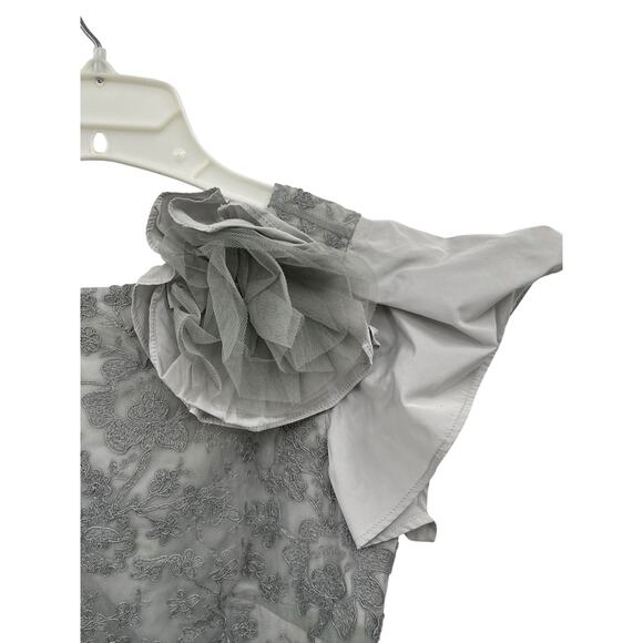 Pauw Amsterdam Gray Lace Top Rosette Shoulder Sleeveless Size 1 US Small - Picture 3 of 13